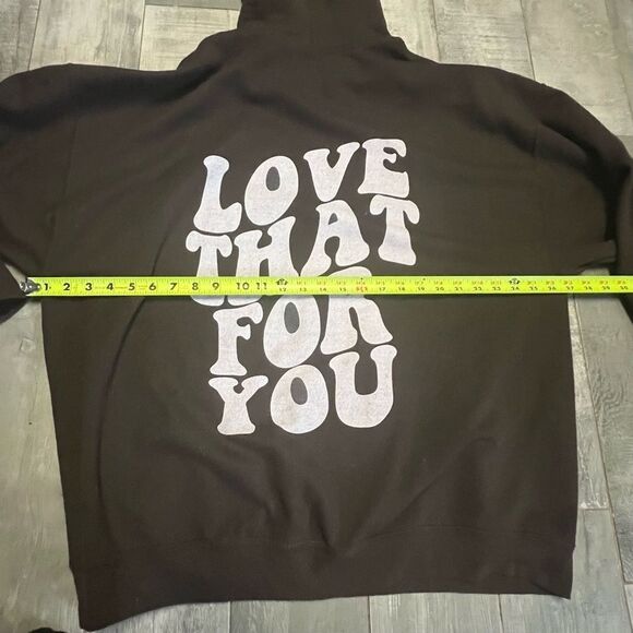 “Love That For You” Brown White Bubble Letter Heavy Weight Cotton Hoodie 2X - Picture 3 of 5